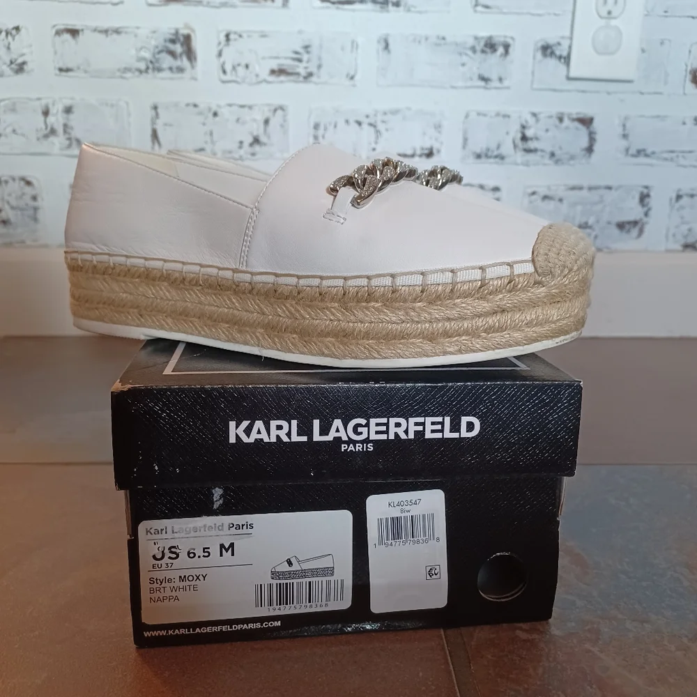 Karl Lagerfeld white leather